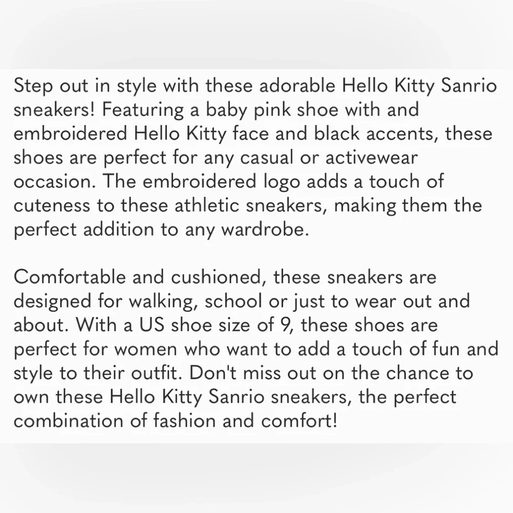 NWT Sanrio Hello Kitty sneakers athletic shoes 8